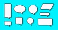 Pixel speech bubbles or chat icon. Pixel art communication bubbles with shadow. Set of empty pixelated template of quick tips Royalty Free Stock Photo